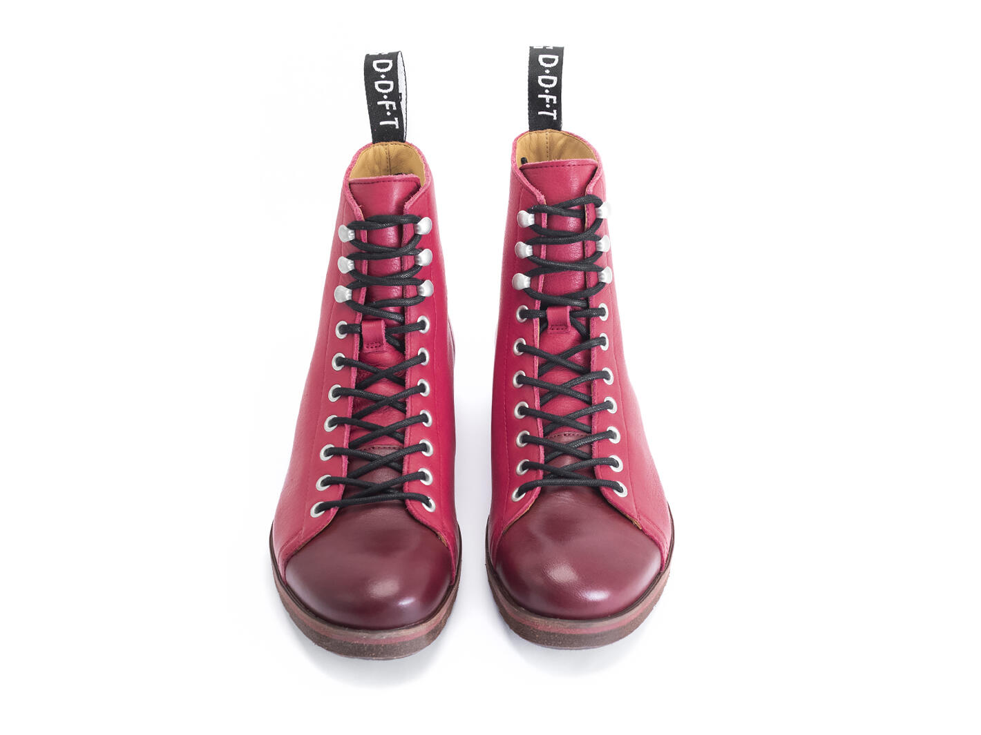 Phil Pink Modern Lace-Up Boots: Front