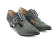Pilgrim Green Buckled Victorian Loafers: Quarter view