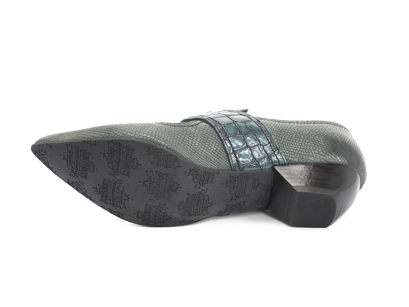 Pilgrim Green Buckled Victorian Loafers: Sole