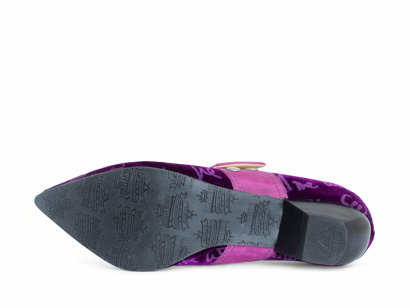 Pilgrim Purple Velvet Buckled Victorian Loafers: Sole