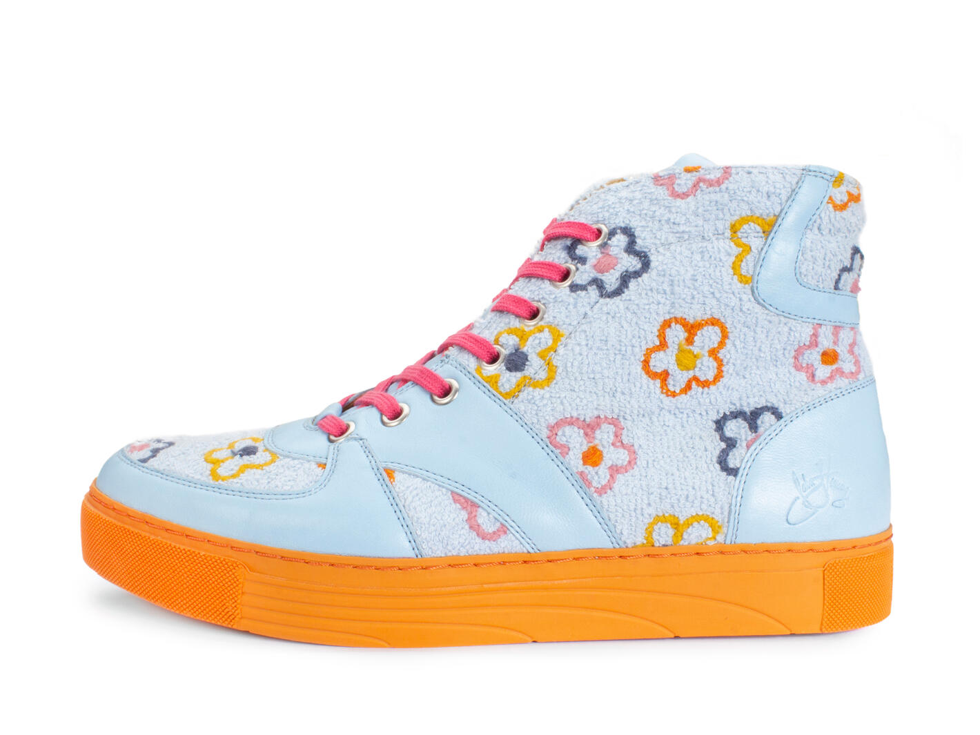 Prado Blue Floral High-Top Sneakers: Profile inside