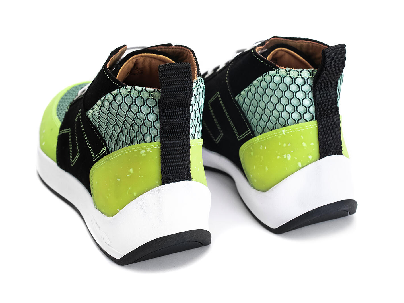Prefect Neon Green Chaussure de sport contrastée à lacets: Back