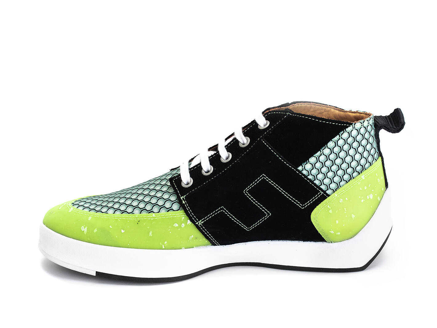 Prefect Neon Green Contrast lace-up sneaker: Profile inside