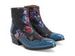 Presley: Men’s JF Floral/Navy Ankle boot with stitching: Quarter view
