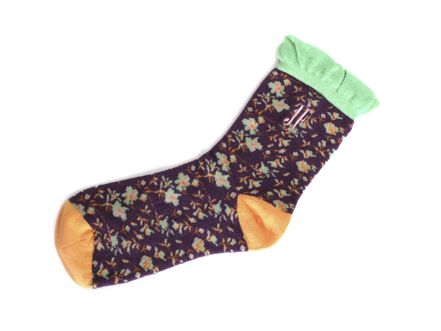Purrcy Vog Socks Purple/Orange Chaussette à fleurs et à volants