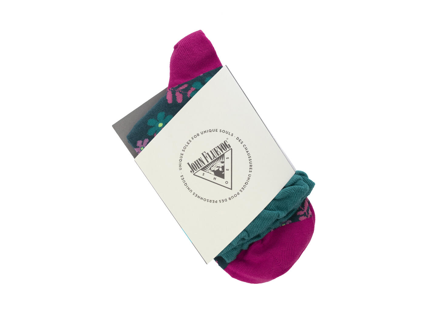 Purrcy Vog Socks Sarcelle/Rose Chaussette à fleurs et à volants
