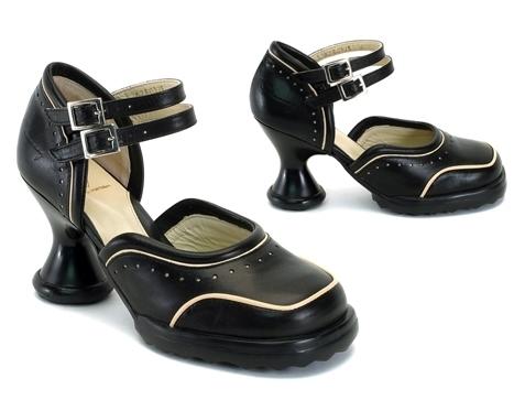 Qtee Black & Beige Double Ankle-Strap Pumps