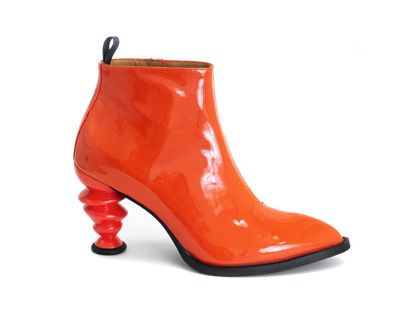 Rashida Orange Bottillon en cuir verni: Profile outside