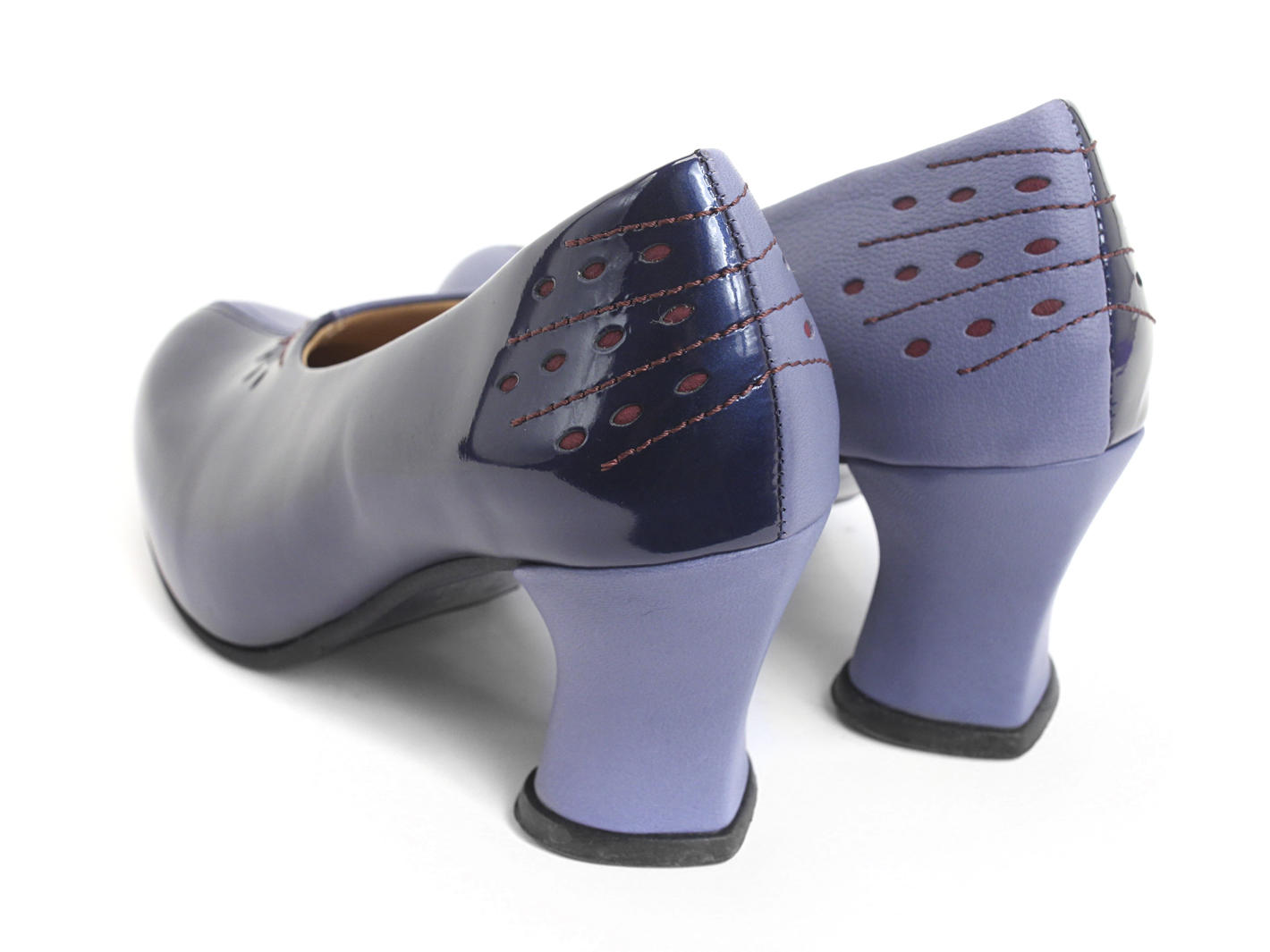 Ravishing Blue Leather and patent pump: Back