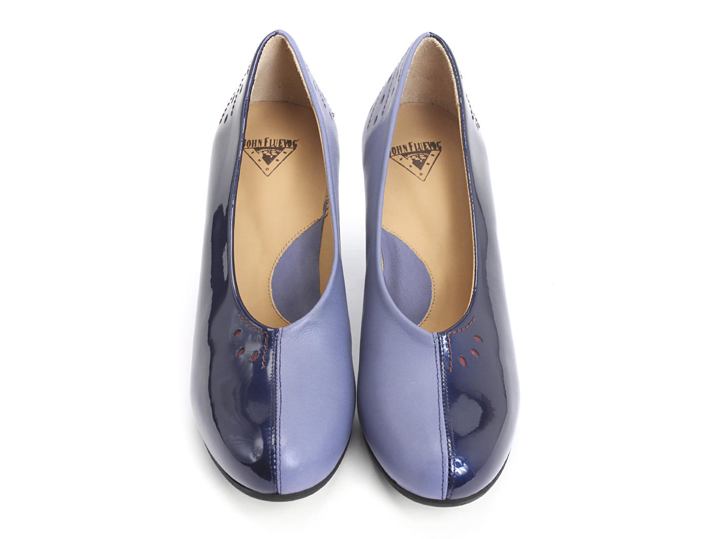 Ravishing Blue Leather and patent pump: Front