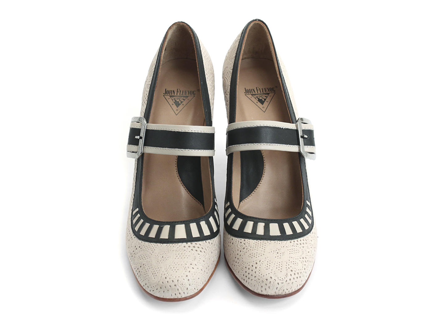 Resurrection Grey Buckled Mary Jane Heel: Front