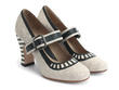 Resurrection Grey Buckled Mary Jane Heel: Quarter view