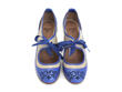Revelation Bleu & beige Vintage Lace-Up Mary Jane Heels: Front