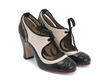 Revelation Noir & beige Vintage Lace-Up Mary Jane Heels