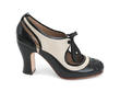 Revelation Noir & beige Vintage Lace-Up Mary Jane Heels