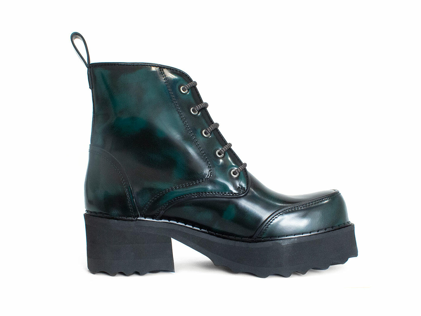 Revna Green Lace-Up Platform Boots: Profile inside