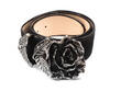 Rohesia Black Leather Waist belt with rose