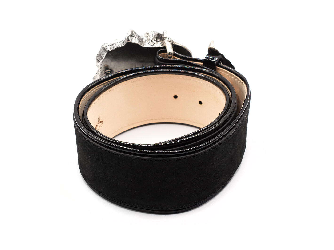 Rohesia Black Leather Waist belt with rose