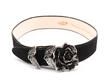Rohesia Black Leather Waist belt with rose