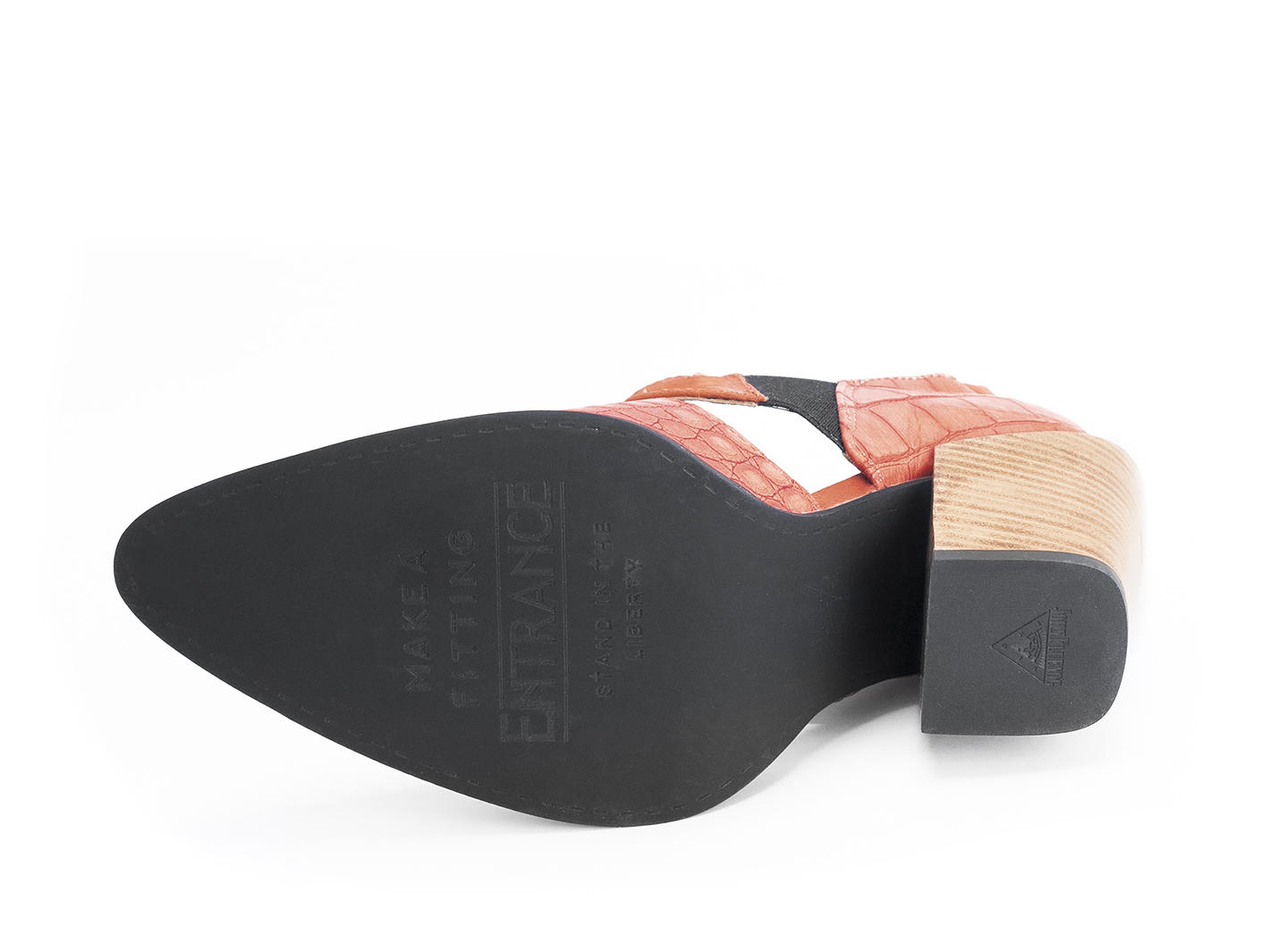 Room 502 Orange croc Open-sided bumped toe heel: Sole