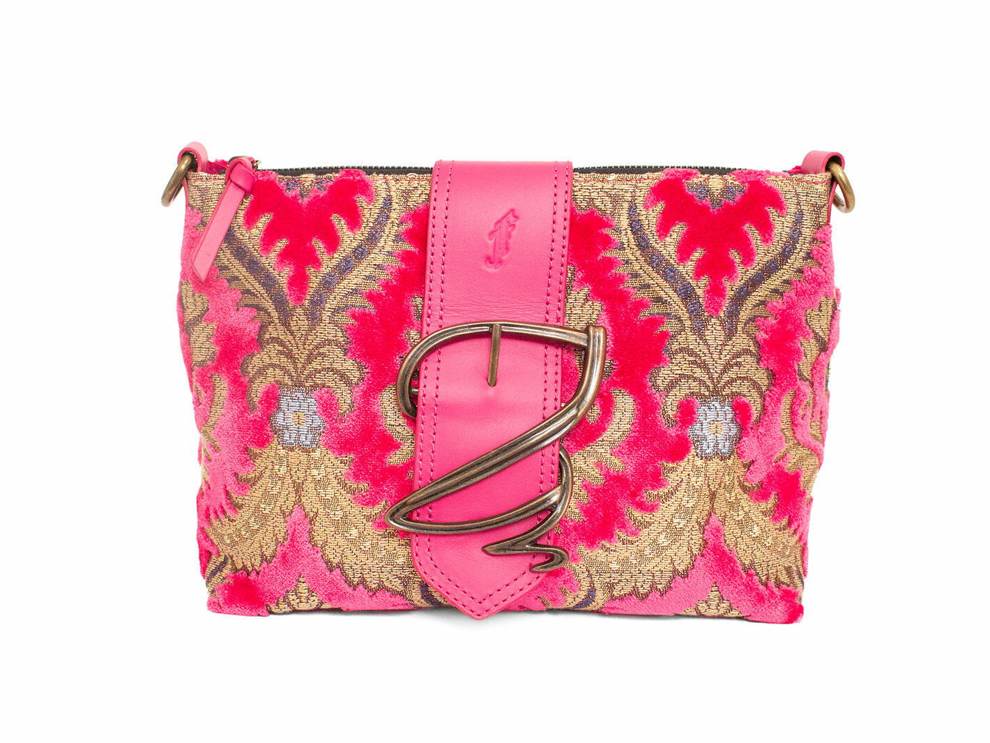Rosalita Pink Tapestry Leather bag with buckle
