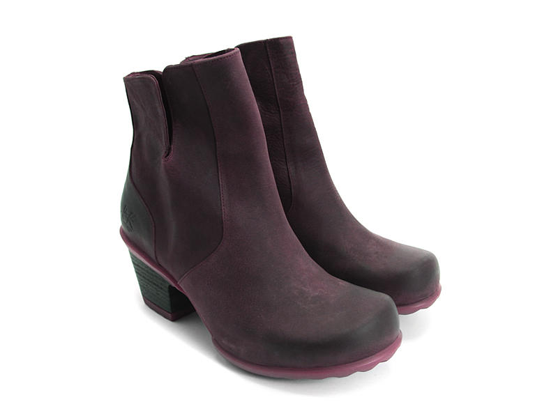 Rosy Burgundy Buffed Toe Leather Bootie