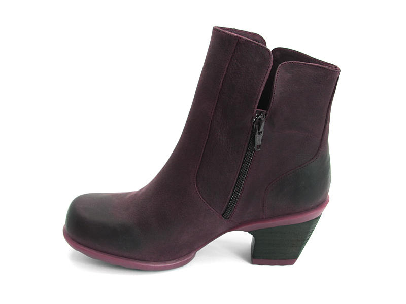 Rosy Burgundy Buffed Toe Leather Bootie