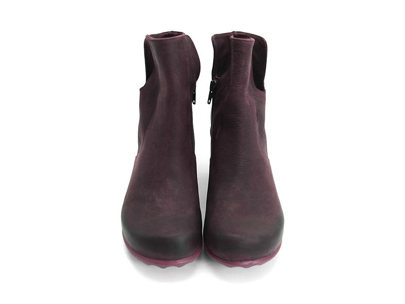 Rosy Burgundy Buffed Toe Leather Bootie