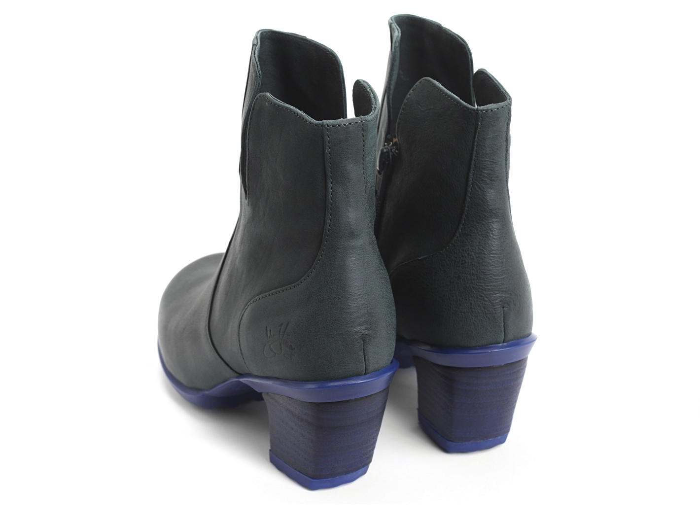 Rosy Vert & bleu Bottillon en cuir au bout poli: Back