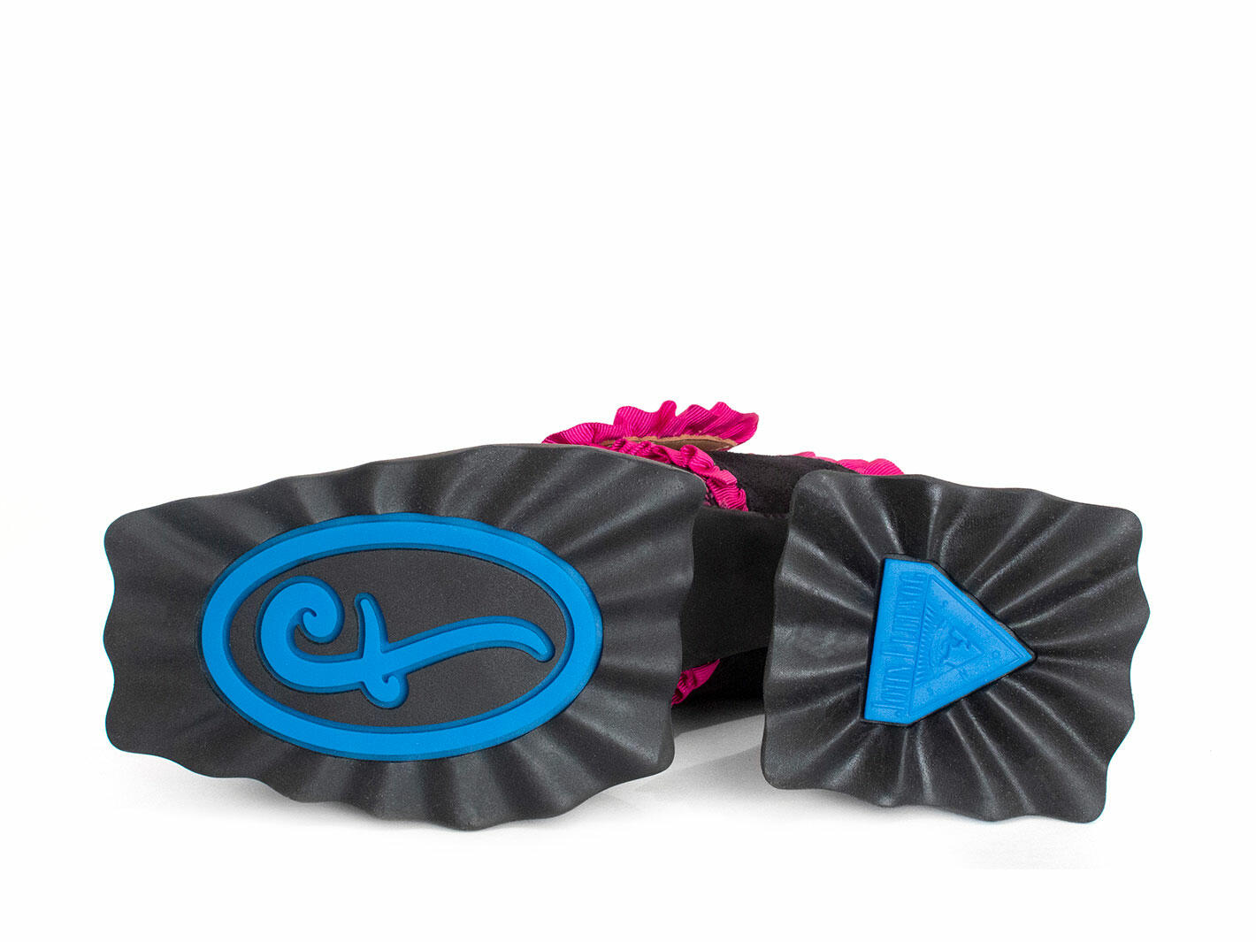 Ruffle Elektra Noir/traits roses Talon à plateforme avec boucle: Sole