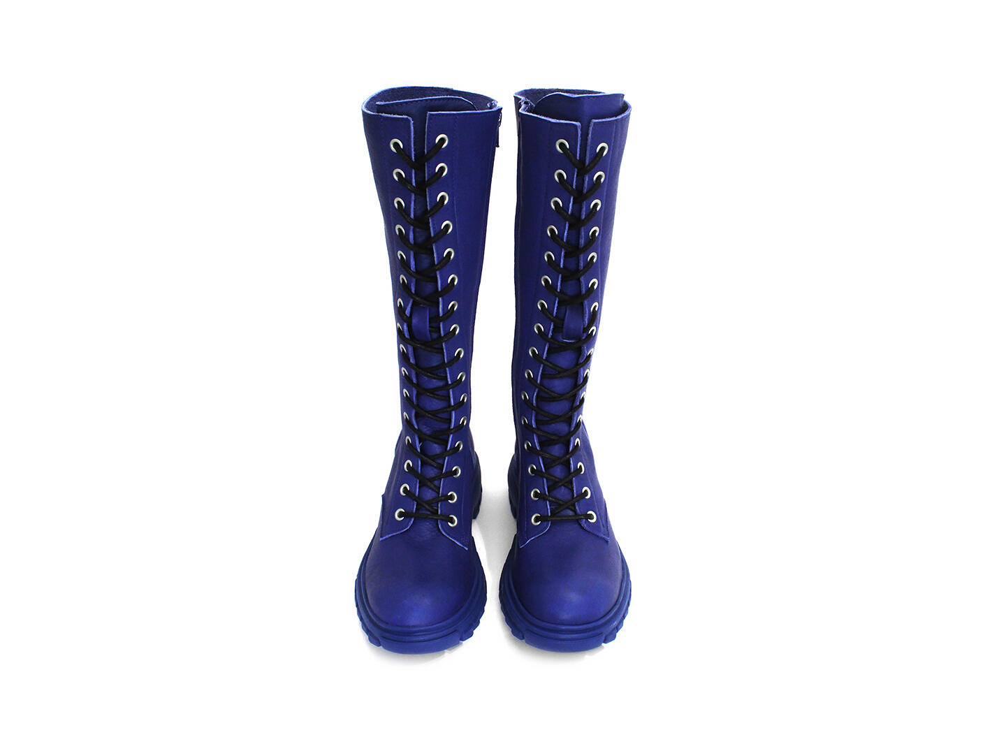 Sabado Bleu Botte haute à lacets: Front