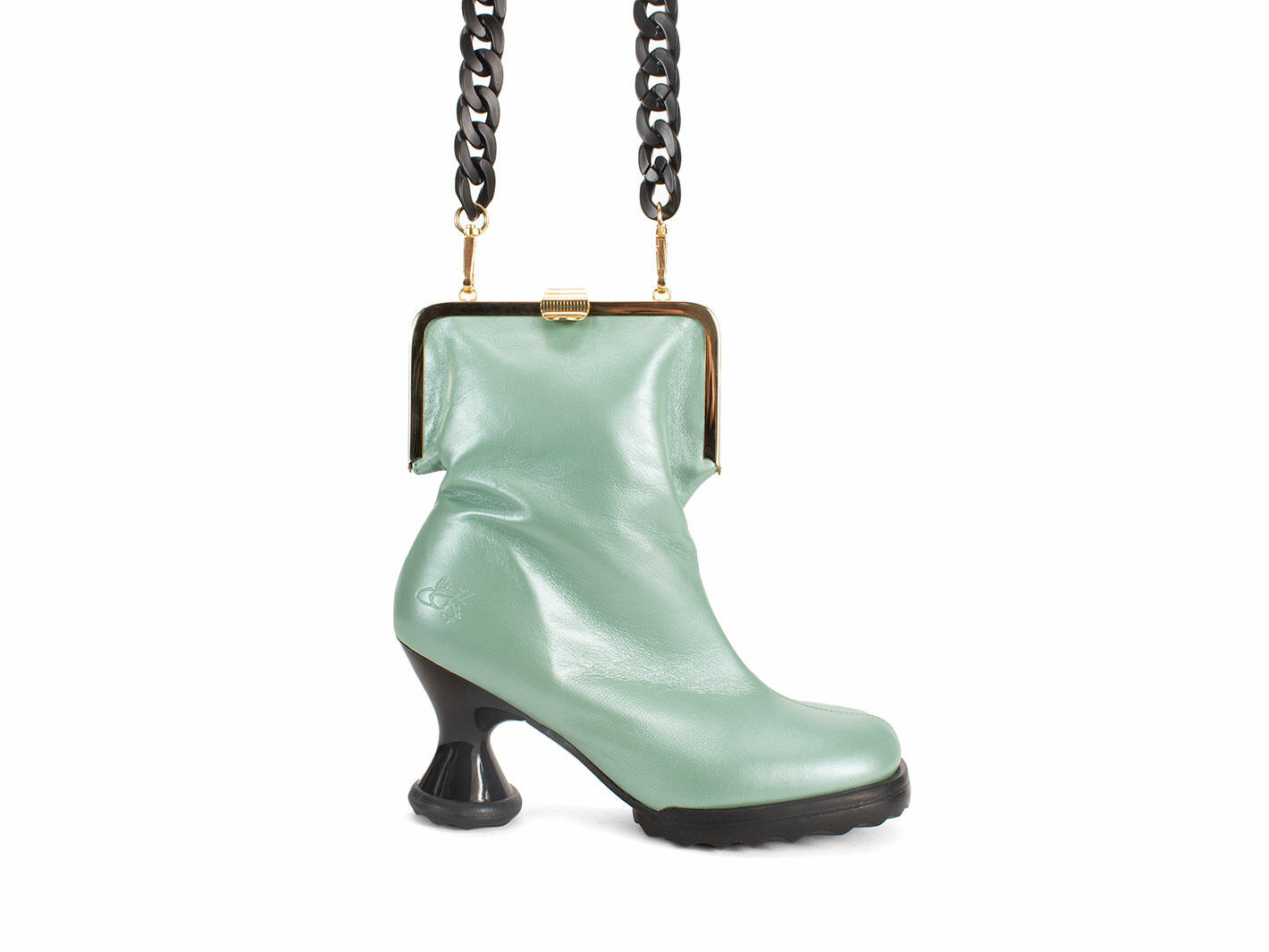 Sac Miss Molly Vert métallique Sac à main en forme de chaussure