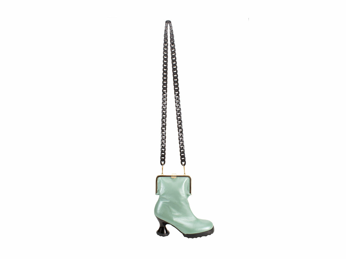 Sac Miss Molly Vert métallique Sac à main en forme de chaussure