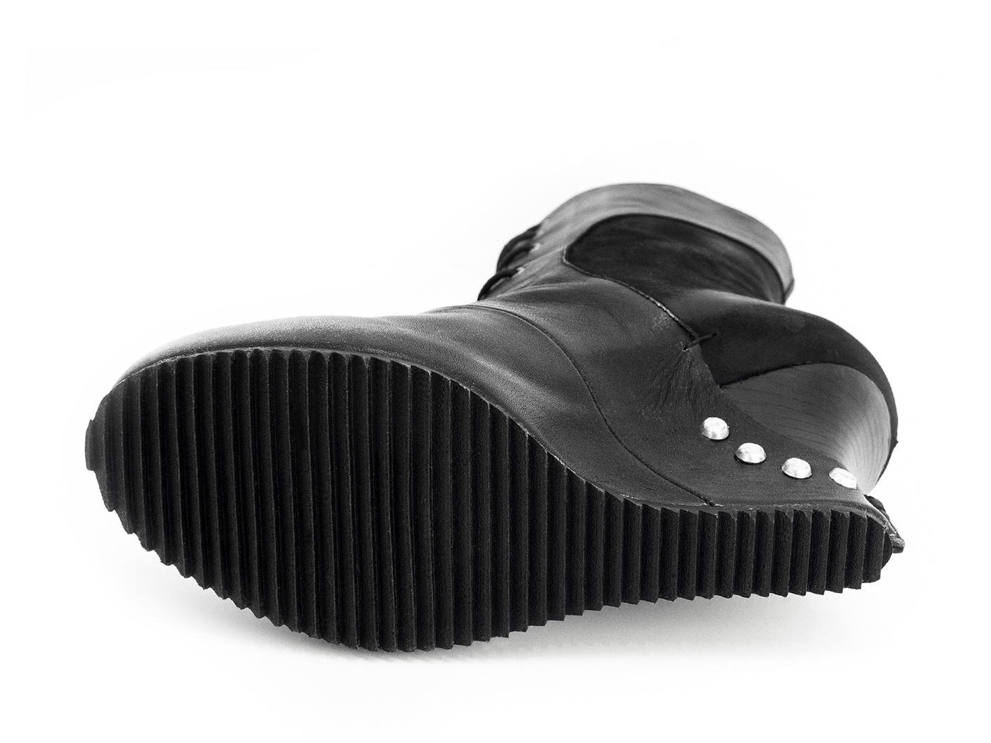 Safia Noir Bottillon lacé à talon compensé: Sole