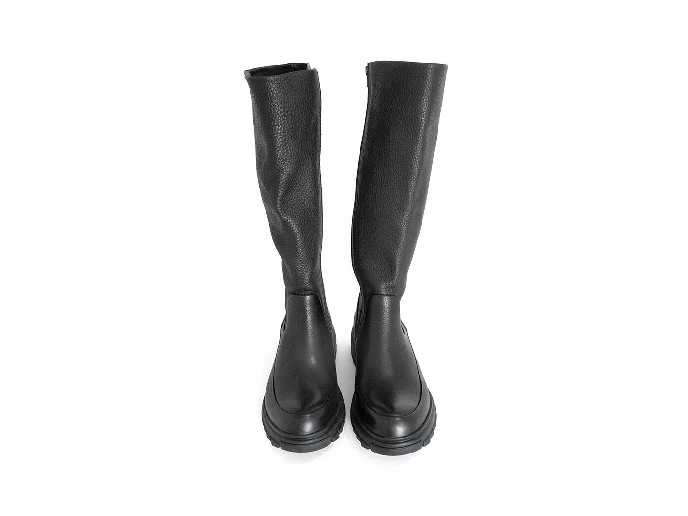 Samedi Noir Botte haute à fermeture à glissière: Front