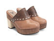 San Jose Brown Brogued platform clog: Quarter view