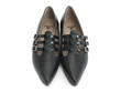 Sandi Black Flat loafer with 3-straps: Front