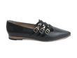 Sandi Black Flat loafer with 3-straps: Profile outside