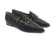Sandi Black Flat loafer with 3-straps: Quarter view