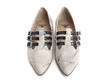 Sandi Grey Floral Flat loafer with 3-straps: Front