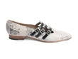 Sandi Grey Floral Flat loafer with 3-straps: Profile outside