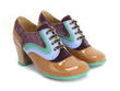 Sandrine Gold/Green Contrast lace-up heel