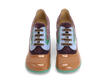 Sandrine Gold/Green Contrast lace-up heel