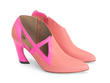 Sashay Pink Asymmetric heel with cutouts: Quarter view
