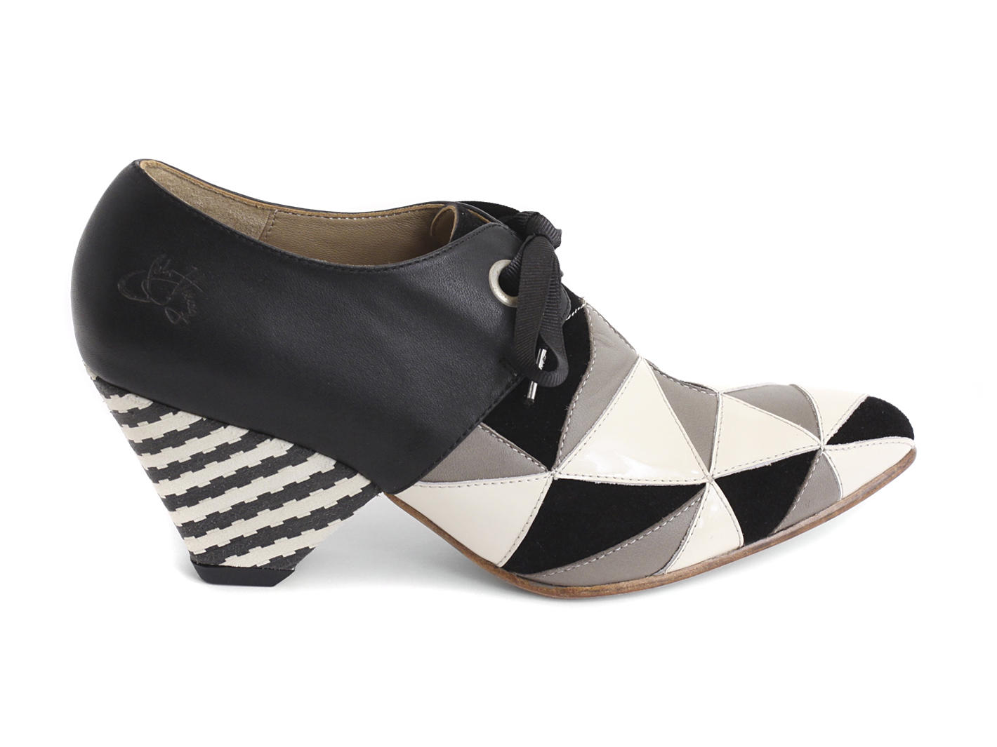 Scheme Black & White Angular Suede Bootie: Profile outside