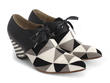 Scheme Black & White Angular Suede Bootie: Quarter view