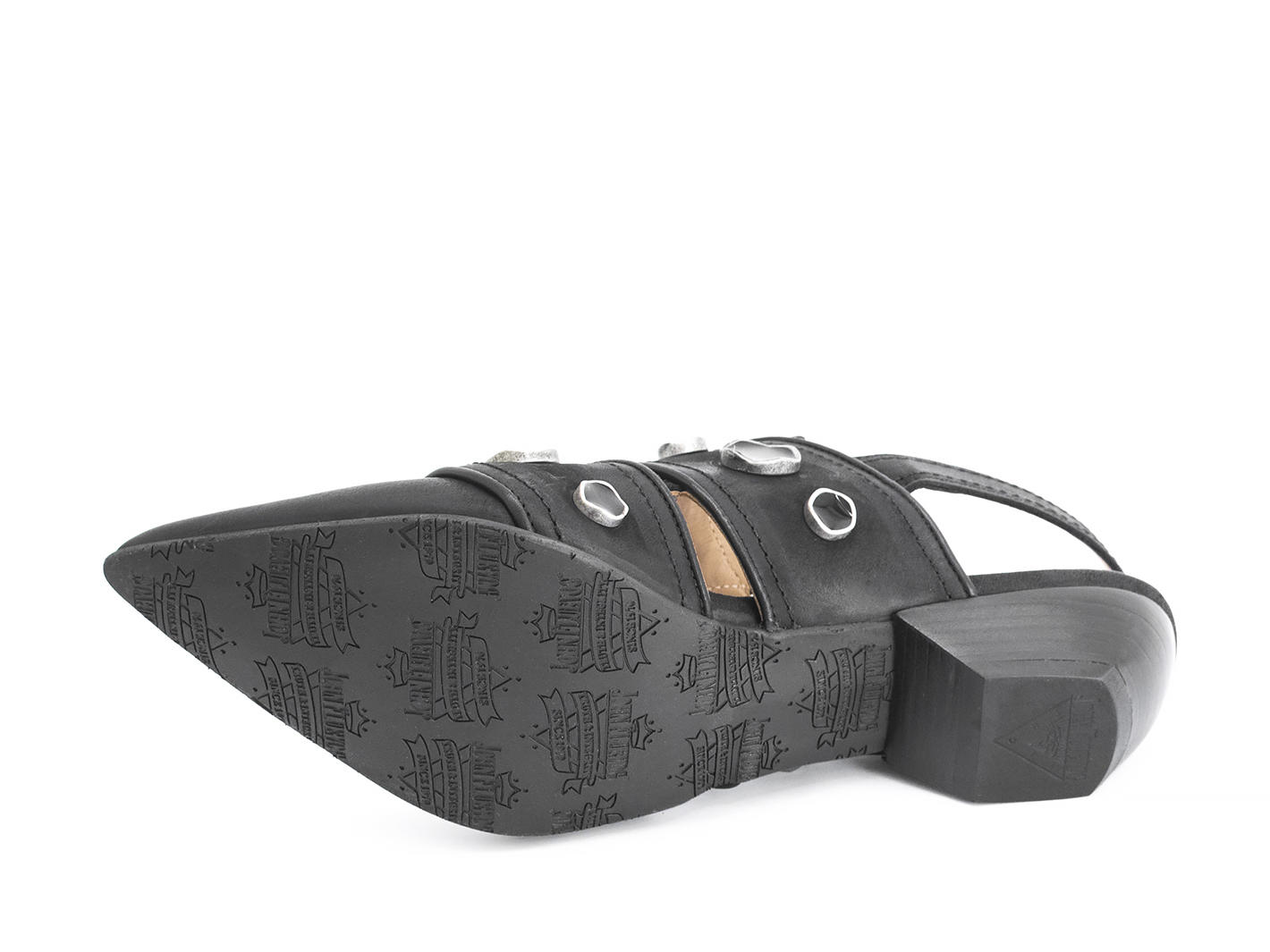 Serena Noir Chaussure bride arrière avec rivets: Sole