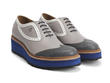 Sid Gris/Bleu Brogue plateforme à lacets: Quarter view