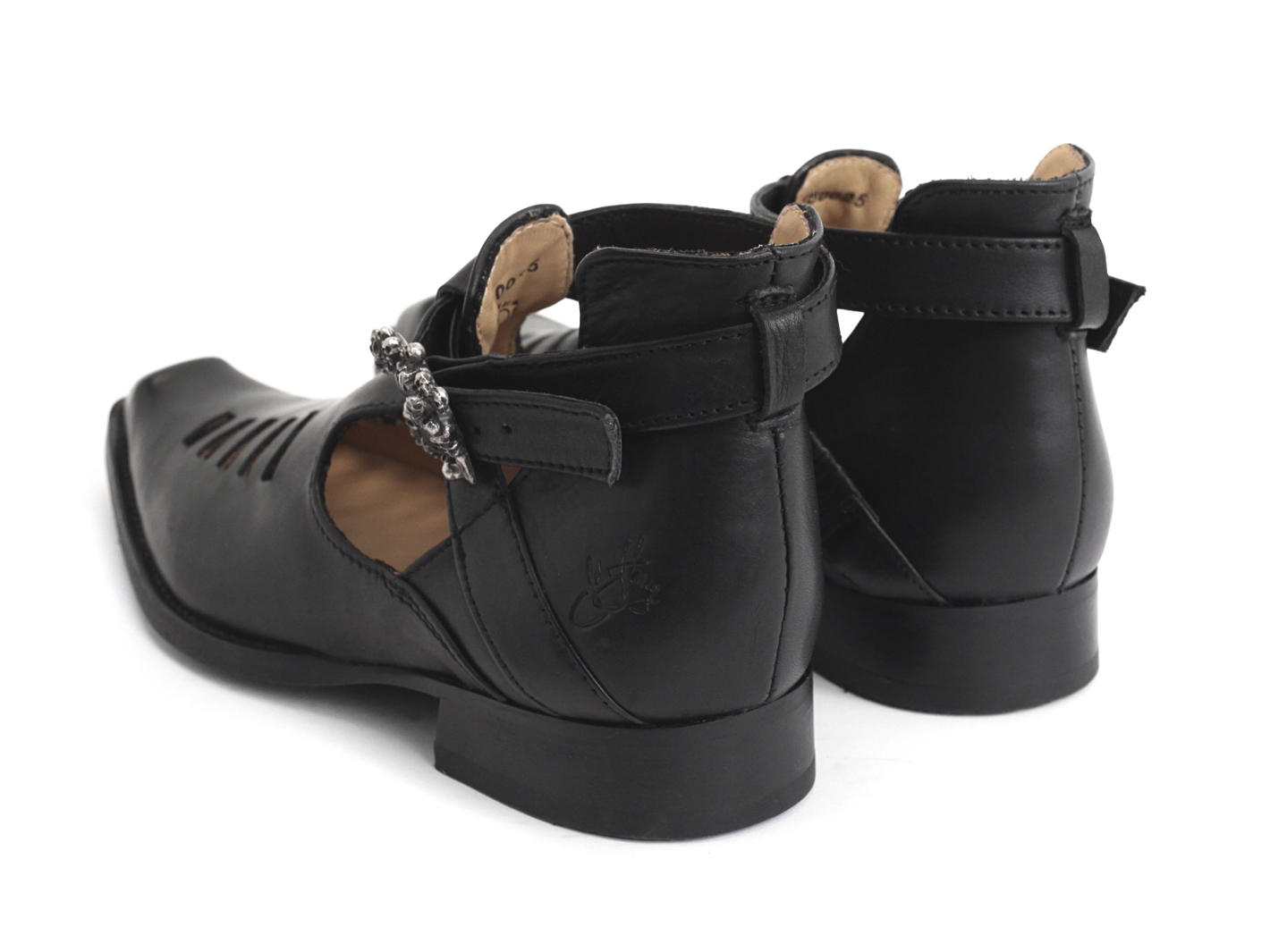 Sinead Black Skull-buckled flat shoe: Back