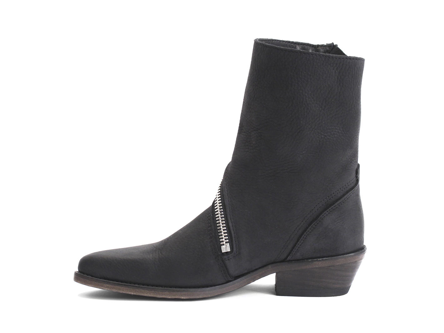 Skin Noir Spiral-Zip Leather Boot: Profile inside